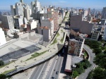 Vista aérea do projeto vencedor do Prêmio Prestes Maia Urbanismo de 2006, que transforma o Elevado Costa e Silva em um parque.